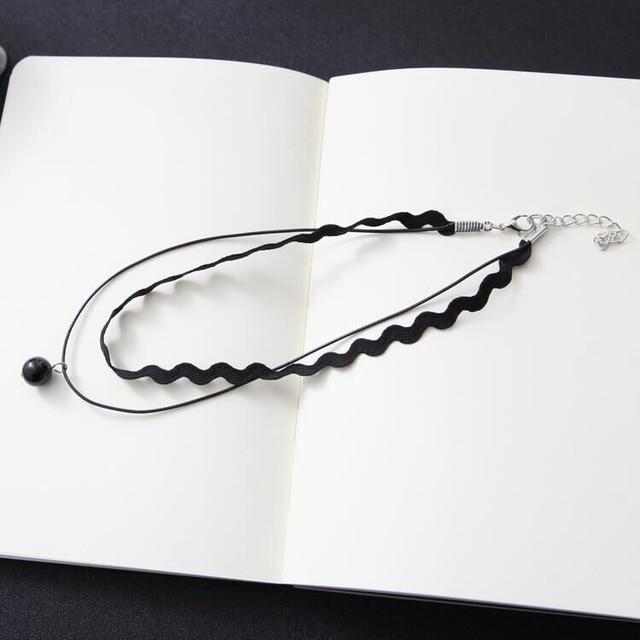 Black Lace Leather Collier Black Lace Leather Collier