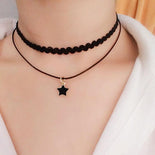 Black Lace Leather Collier Black Lace Leather Collier