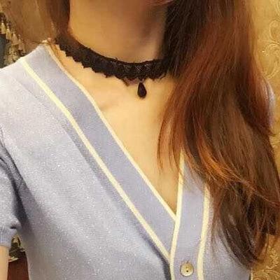 Black Lace Leather Collier Black Lace Leather Collier