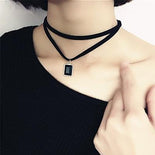 Black Lace Leather Collier