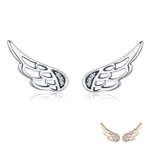 Silver Fairy Wings Stud Earrings